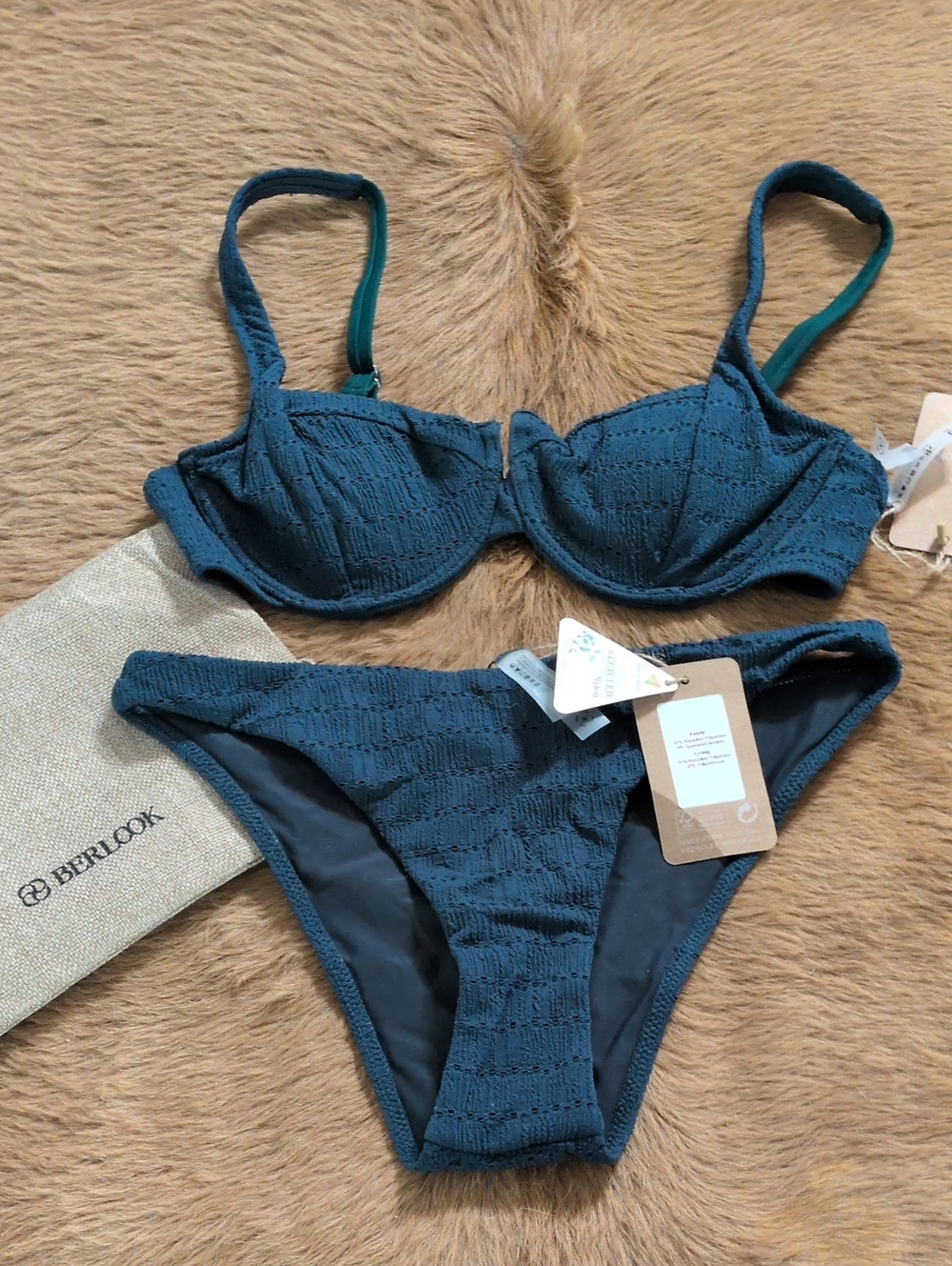 Textured Teal Underwire Bikini Set - BERLOCK
